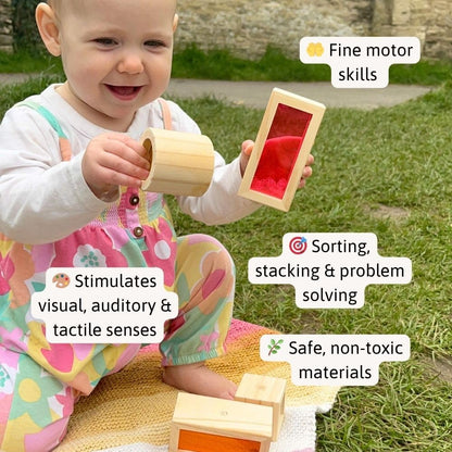 Wooden blocks from Jaques of London sensory and sound toys for babies, featuring natural wood finish and varied shapes.