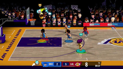 NBA Bounce PS5 game disc by Outright Games shown in the image, featuring colorful basketball-themed cover art.