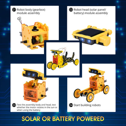 OMWay STEM 12-in-1 Solar Robot Toys, Science Kits for Kids Age 8, Building Experiment Engineering Robotics for 9 10 11 12 13 14 Year Old Boys Girls Teens