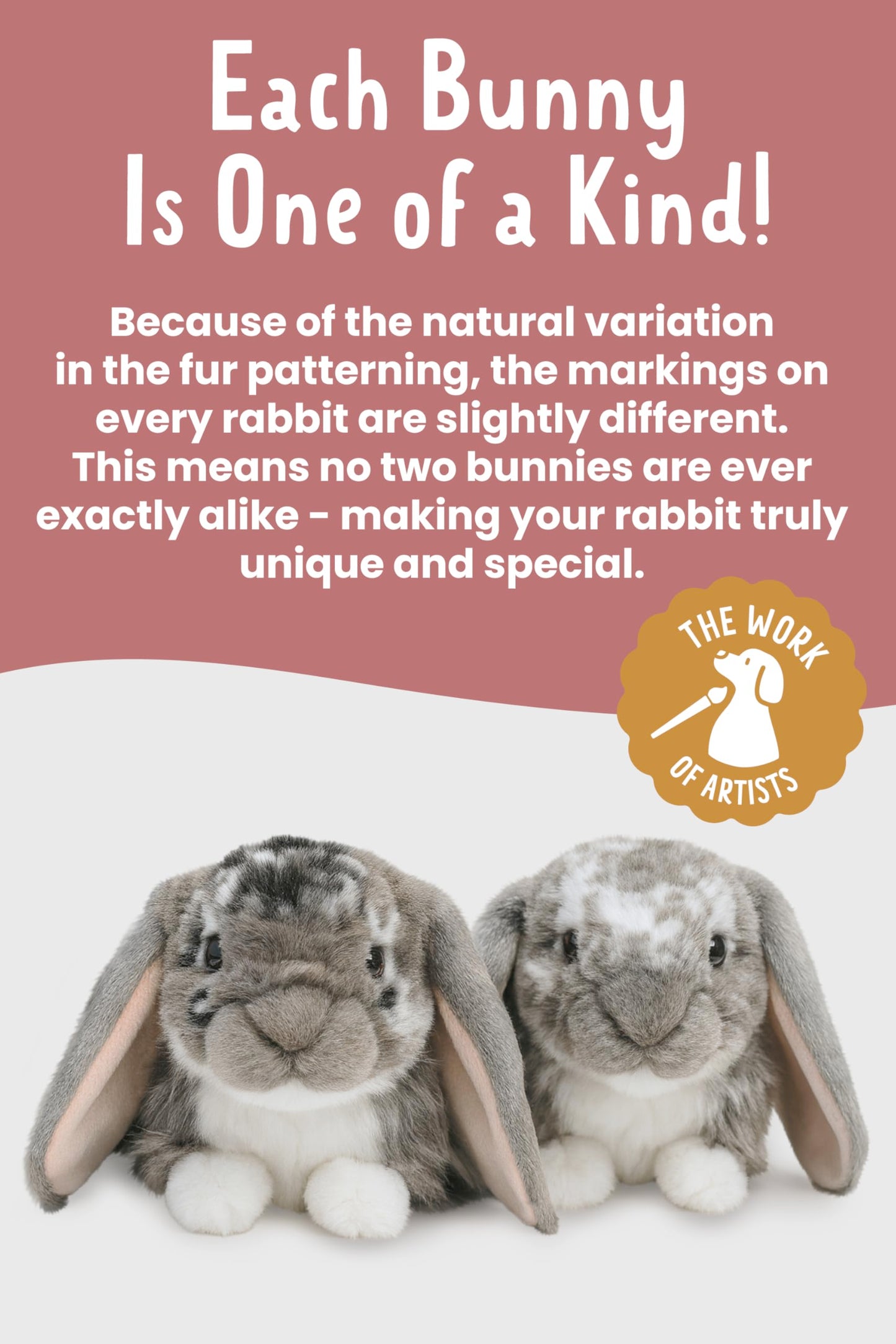 Living Nature Grey Dutch Lop Eared Rabbit Stuffed Animal Plush Toy | Fluffy Soft Toy Gift for Kids | Boys and Girls Doll | Naturli Eco-Friendly | 26 cm