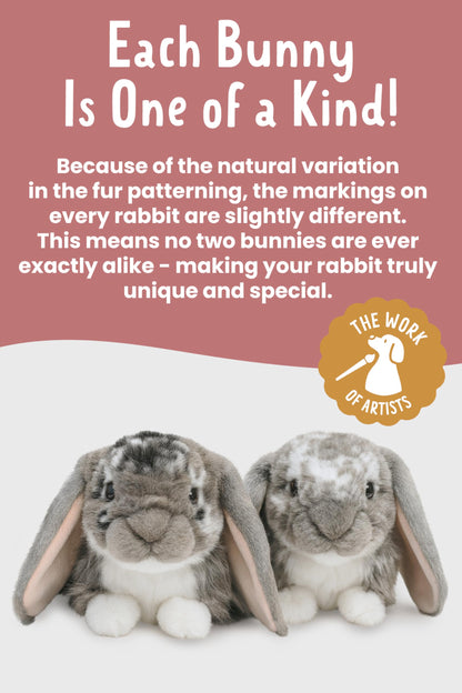 Living Nature Grey Dutch Lop Eared Rabbit Stuffed Animal Plush Toy | Fluffy Soft Toy Gift for Kids | Boys and Girls Doll | Naturli Eco-Friendly | 26 cm