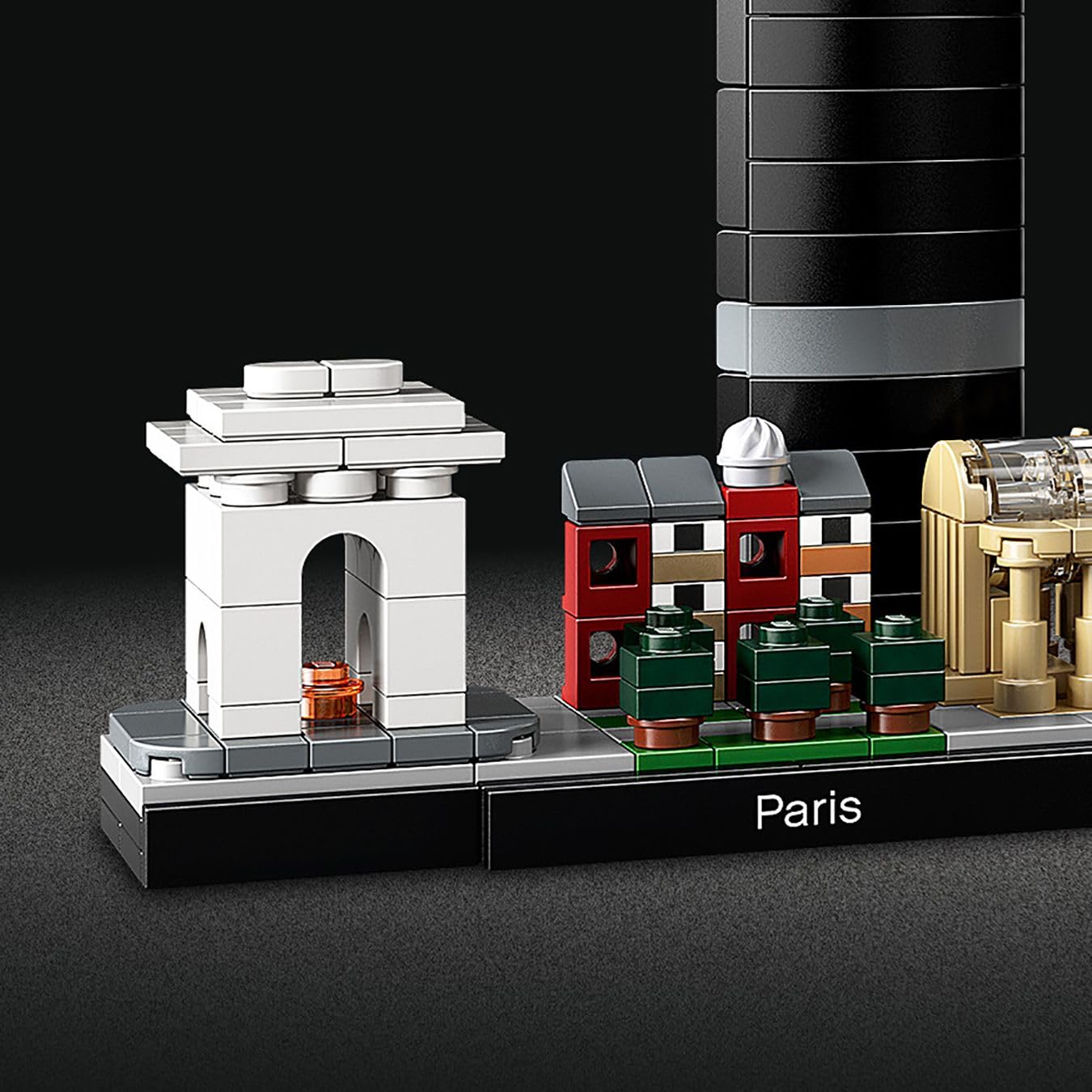 LEGO Architecture Paris model set featuring Eiffel Tower and Louvre, ideal for office home décor and collectible display.