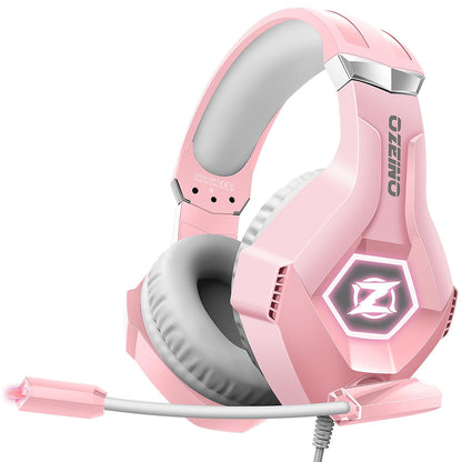 Ozeino Gaming Headset with Microphone for PS5/PS4/Xbox One/PC/Switch, Gaming Headphones with 3D Surround Sound & Noise Cancellation Pink