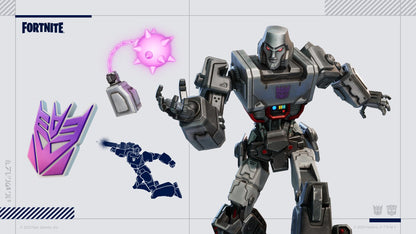 Fortnite Transformers Pack game download code for PS5 by U&I Entertainment, featuring Fortnite characters and Transformers-themed artwork.