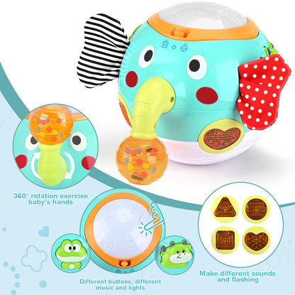 Baby Toys 6 to 12 Months Crawling Toys Walking Elephant Toys with Music Sensory Toys for Babies Gifts for 1 Year Old Boy Girl