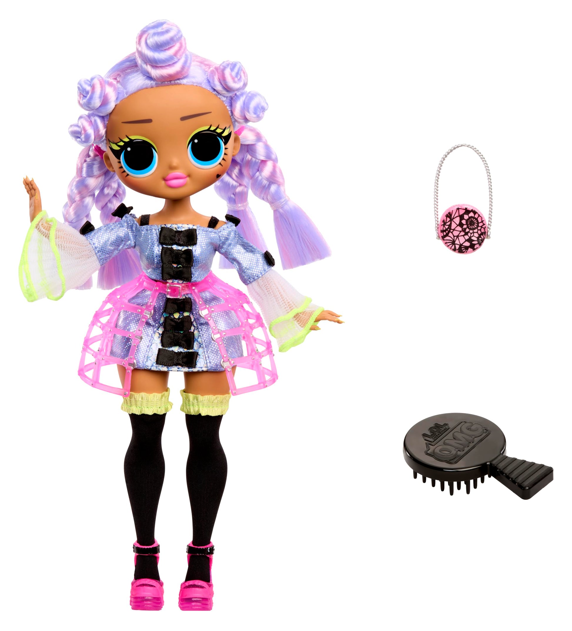 L.O.L. Surprise! OMG Doll Miss Royale in stylish outfit with accessories, showcasing her fabulous fashion details.