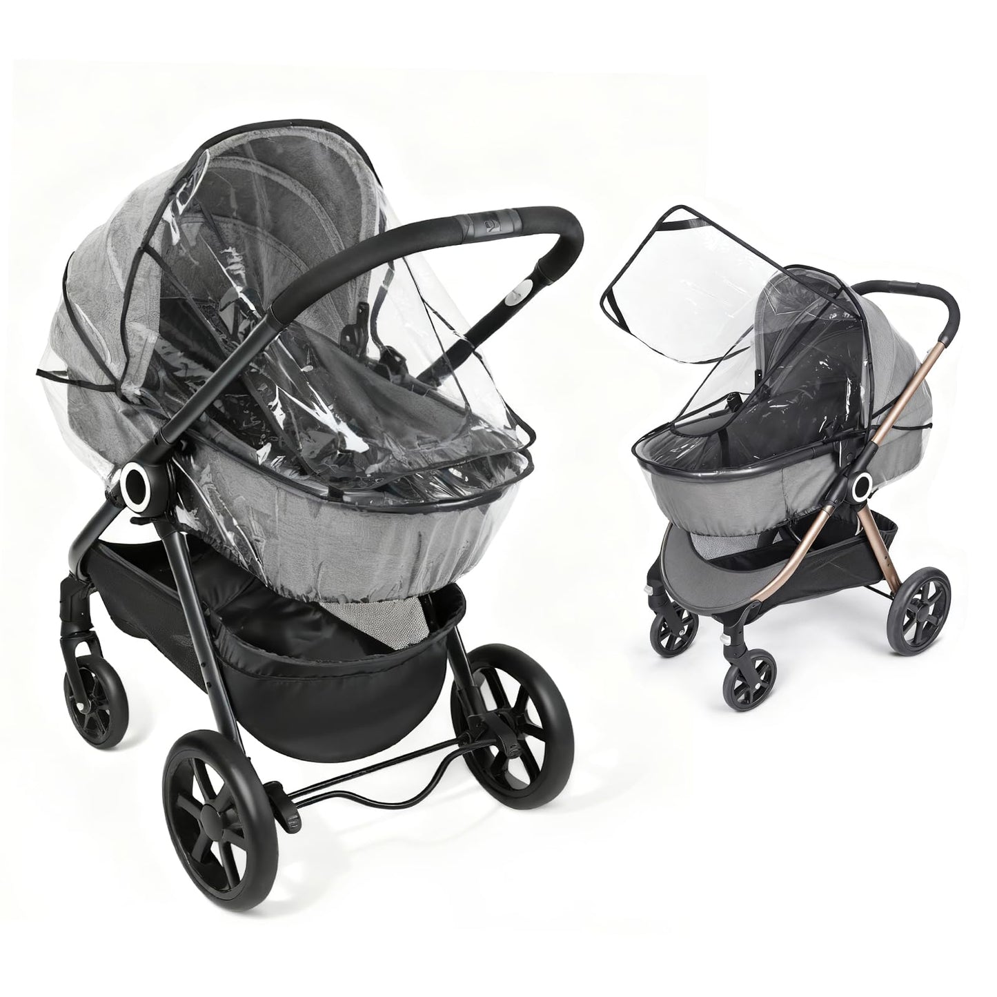 Orzbow universal rain cover for pushchair with window, transparent, breathable EVA material, quick install for pram protection.