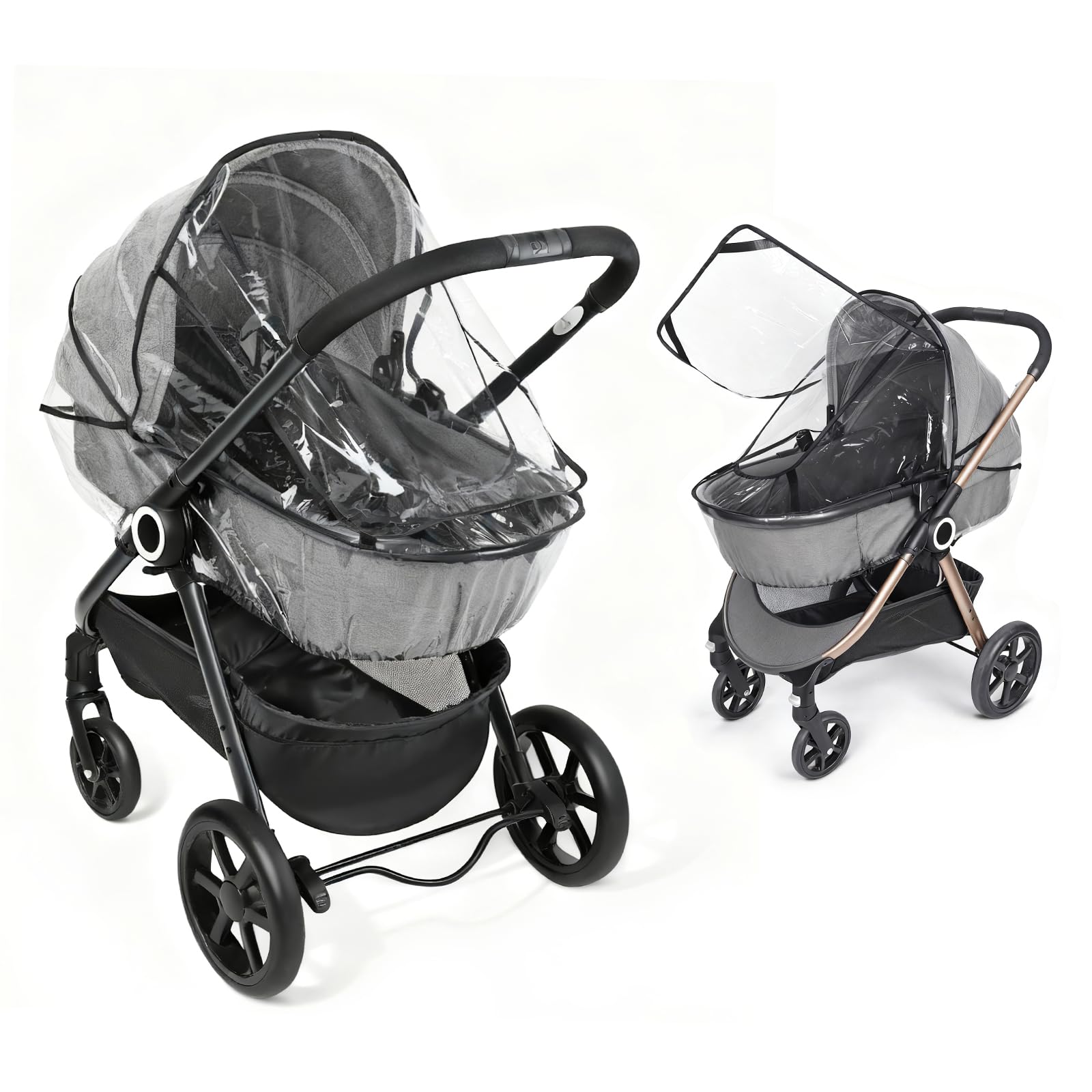 Orzbow universal rain cover for pushchair with window, transparent, breathable EVA material, quick install for pram protection.