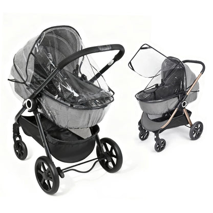 Orzbow universal rain cover for pushchair with window, transparent, breathable EVA material, quick install for pram protection.