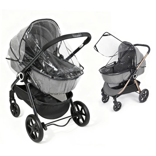 Orzbow universal rain cover for pushchair with window, transparent, breathable EVA material, quick install for pram protection.