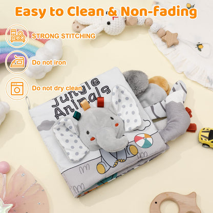 Baby Books, Soft Crinkle Cloth Sensory Toy High Contrast Soft Book, Fabric Touch and Feel Activity Early Development Toy Infant Boy Girl Shower Present