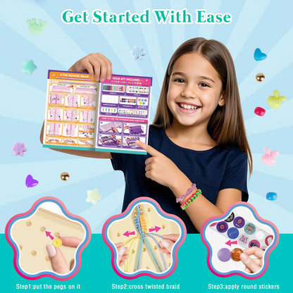 Friendship Bracelet Making Kit with Storage Box,DIY String Bracelet Arts and Craft for Girls Aged 8-12,Kids' Travel Activity Toy Set, Birthday Gifts for Ages 6 7 8 9 10 11 12 Year Old (Yellow/Blue)