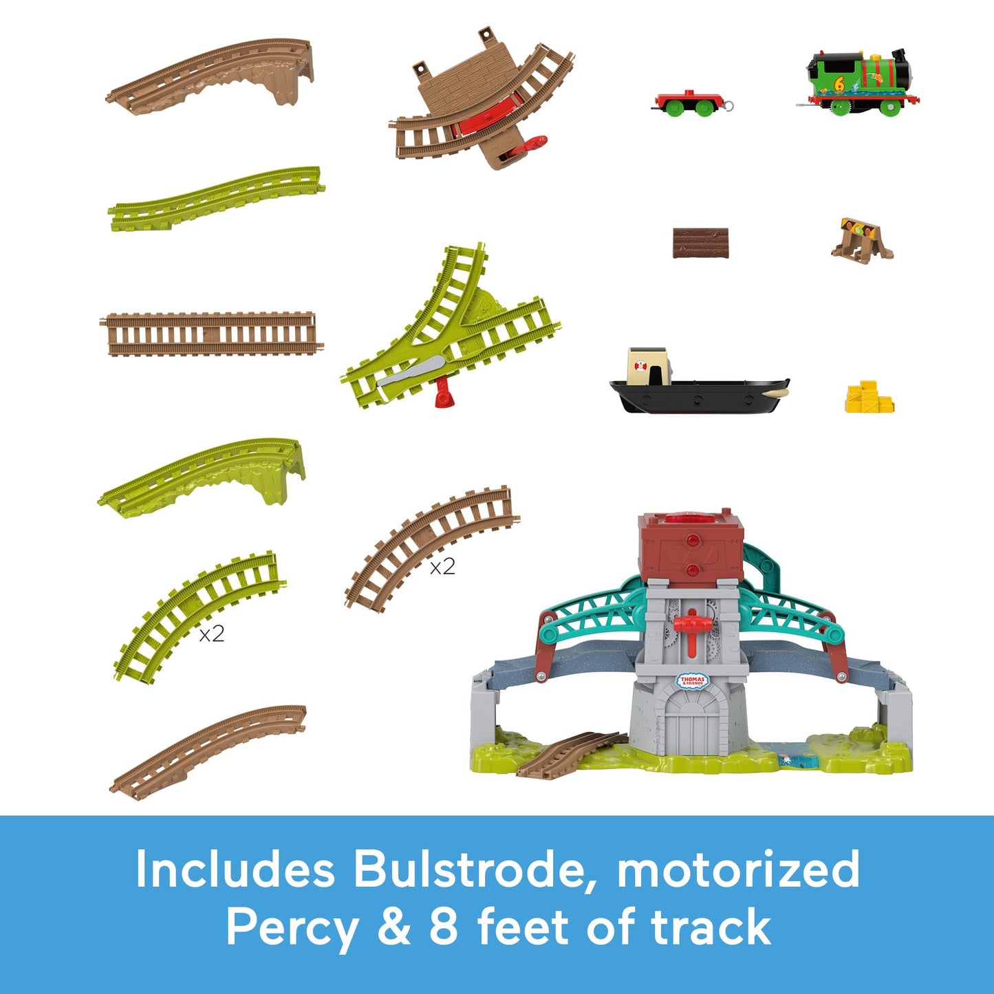 Thomas & Friends Train Set Talking Bulstrode & Which-Way Bridge Track Playset with Sounds & Percy Engine for Kids Ages 3+ Years, UK English Version, HYR84
