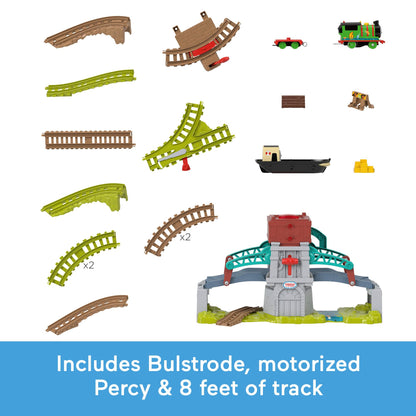 Thomas & Friends Train Set Talking Bulstrode & Which-Way Bridge Track Playset with Sounds & Percy Engine for Kids Ages 3+ Years, UK English Version, HYR84