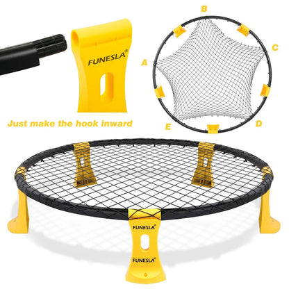 Funeslaball Outdoor Ball Game Set, Roundnet Game Set Standard 3 Balls Kit With Drawstring Bag for Garden Beach Park Backyard and Indoor