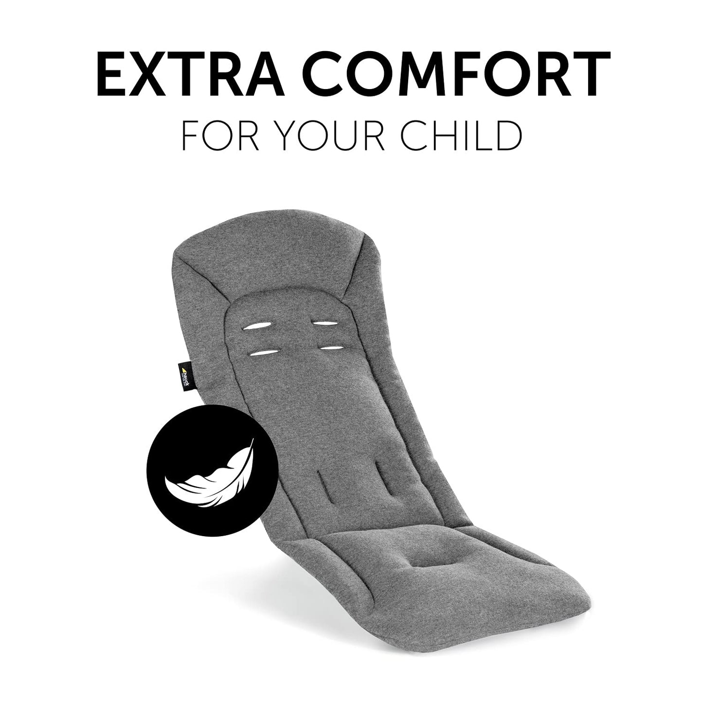 hauck padded pushchair liner in charcoal, soft breathable cotton with universal fit for strollers and bike trailers, machine washable
