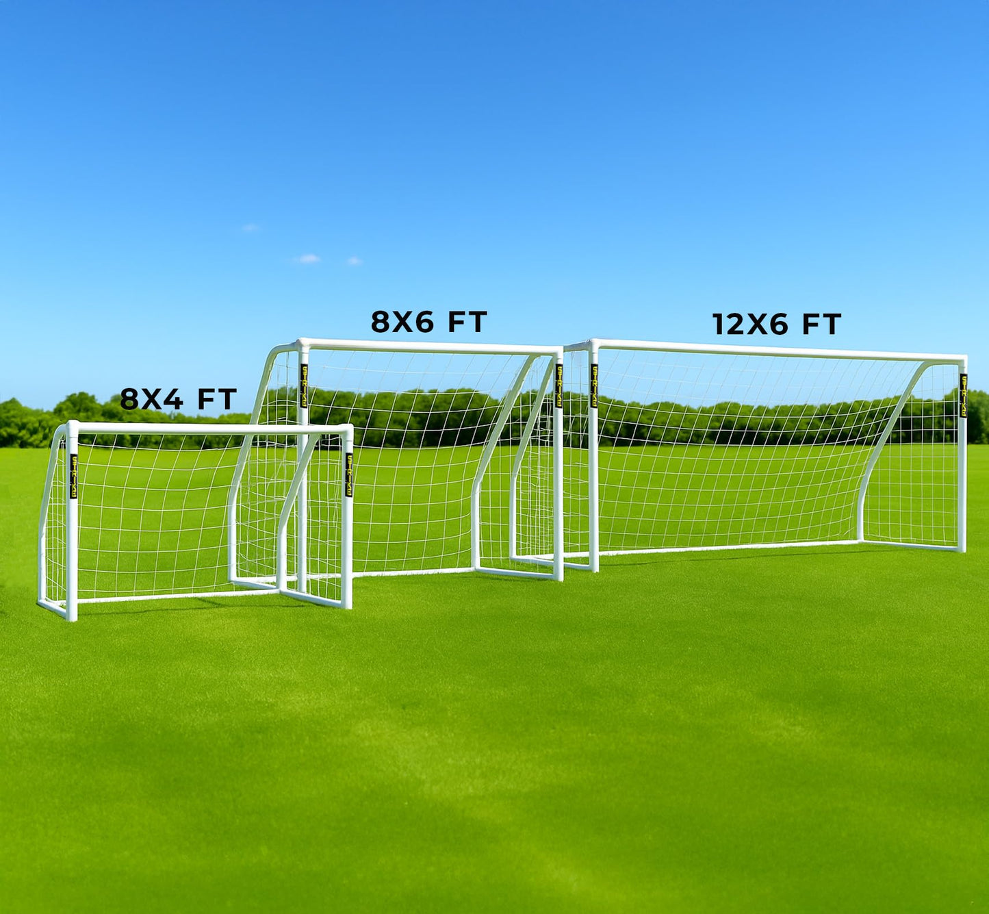 JSH Football Goal | All Weather UPVC Football Goals | Kids Garden Target Net Posts | Easy Assemble | Perfect for Training, Practice & Play | 8ft x 4ft, 8ft x 6ft or 12ft x 6ft (8ft x 6ft)
