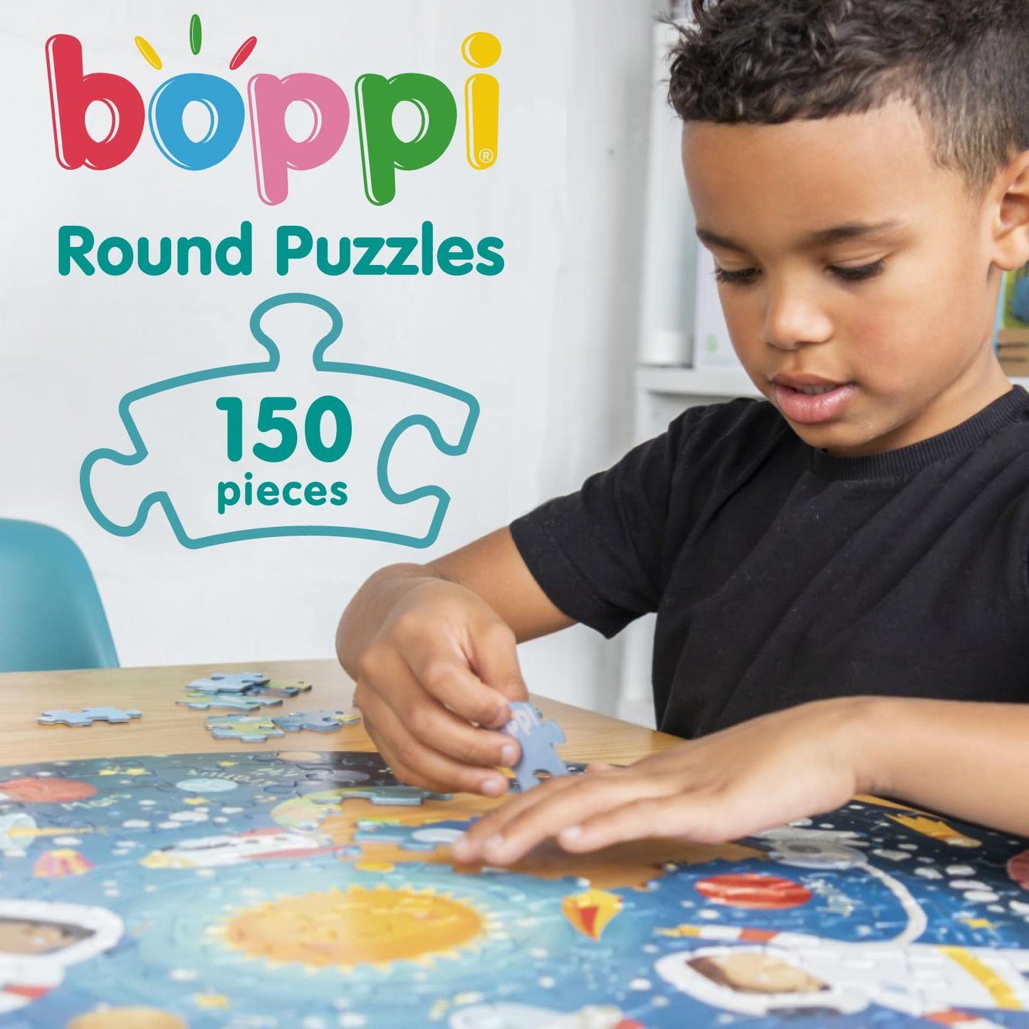 Boppi puzzles for 5+ year olds / 150 Piece Round Circle Jigsaw Puzzles for Kids Aged 5-8 Made with 100% Recycled Card – World Map