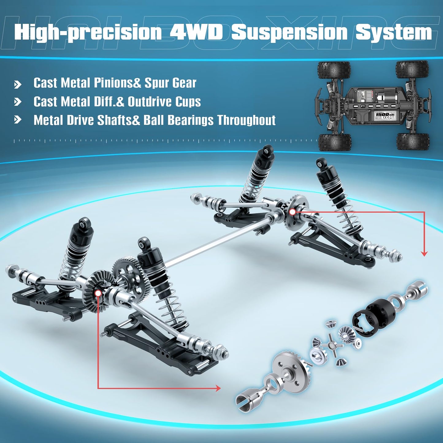 HAIBOXING RC Car, 1:14 Remote Control Car for Adults & Kids, 39+KPH Hobby Electric Monster Truck, 2.4GHz 4WD All Terrain Waterproof Off Road RC Truck, Toys Vehicle Hobby Grade Buggy for Boys