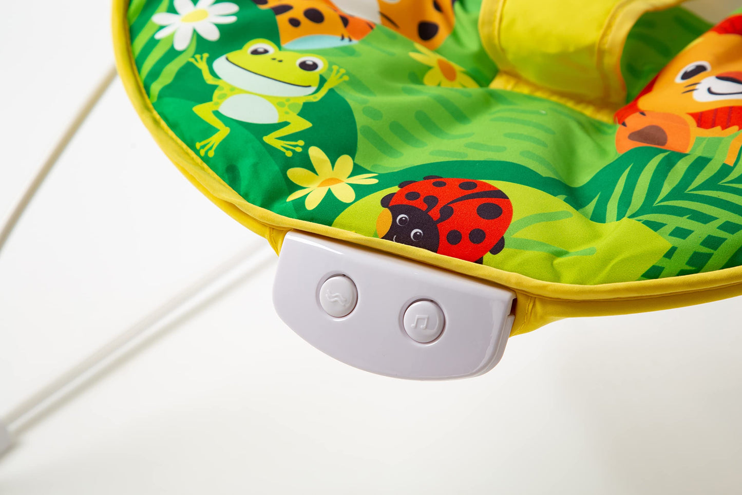 LADIDA Baby Bouncer, Bright and Colourful Safari Theme, Soothing Music and Vibration to Relax and Entertain Baby