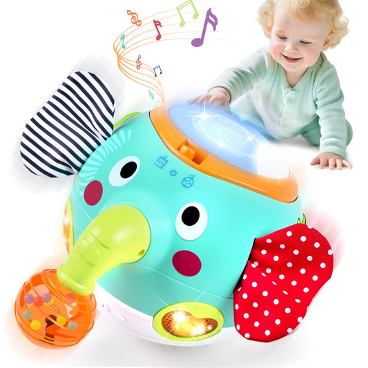 Baby Toys 6 to 12 Months Crawling Toys Walking Elephant Toys with Music Sensory Toys for Babies Gifts for 1 Year Old Boy Girl