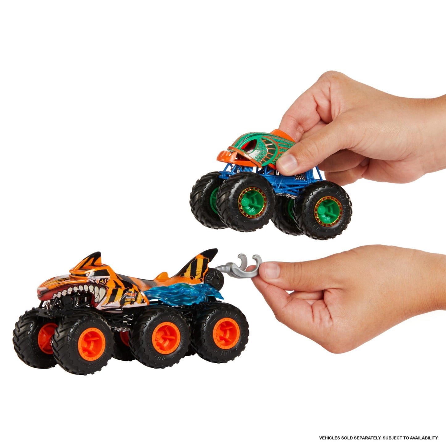 Hot Wheels Monster Trucks Big Rigs (Assorted Styles, One Random Item), 1:64 Scale Toy Truck with 6 Wheels, Haul or Tow Other Vehicles, HWN86