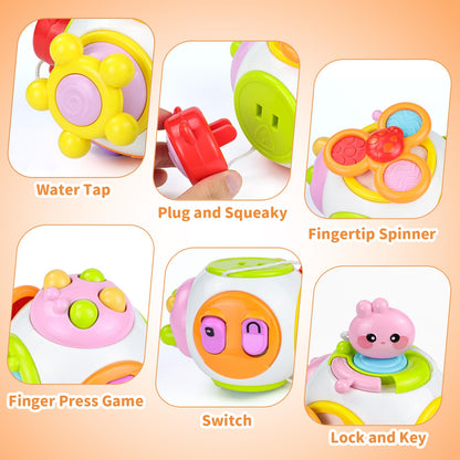 HORJOR Baby Sensory Toys Activity Busy Cube, Suction Toddler Toys for 6-12 Months, Montessori Toys1,2 Year Old Boys Girls Kids Travel Toys