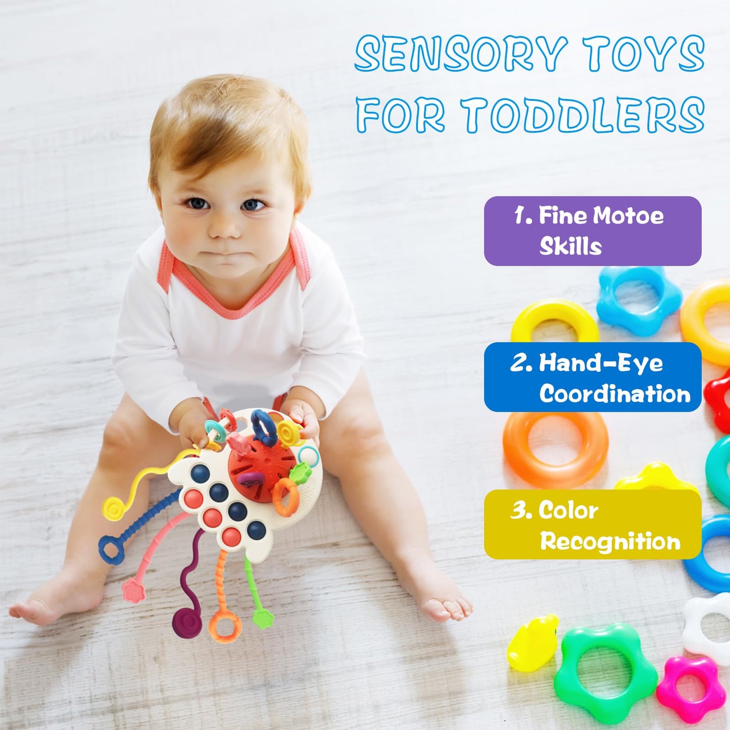 Montessori Toys for 1 Year Old- KETIEE Sensory Toys for Babies 12-18 Months, Pull String Activity Toy Travel Toys Early Development Toys Fine Motor Skills Toys Gift for Babies 18M+