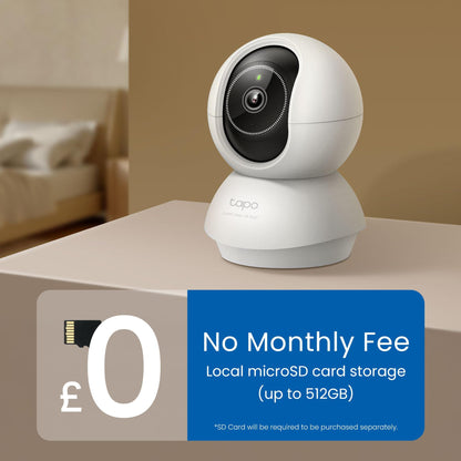 Tapo C230 3K 5MP indoor security camera with pan/tilt, night vision, two-way audio, AI detections, and compatibility with Alexa and Google
