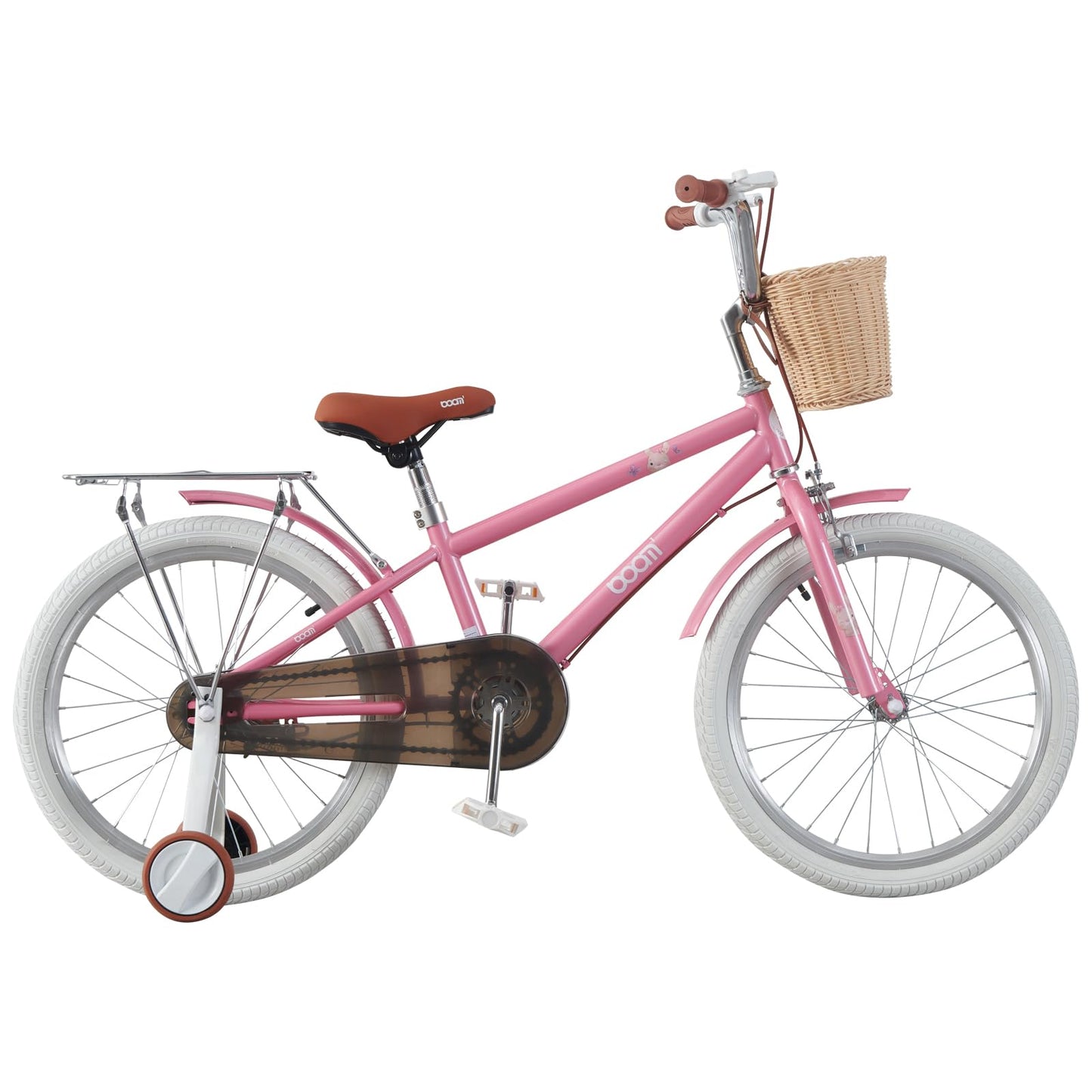 BSTSEL Kids Bike 16" 18" 20" 22“ Pink Baby Girls Children Bicycle with Basket, Rear Bracket, Silent Stabilizers and Double Brakes Ages 5-12 Years Old 16-20 inch Girls Bike Gift (18 inch)