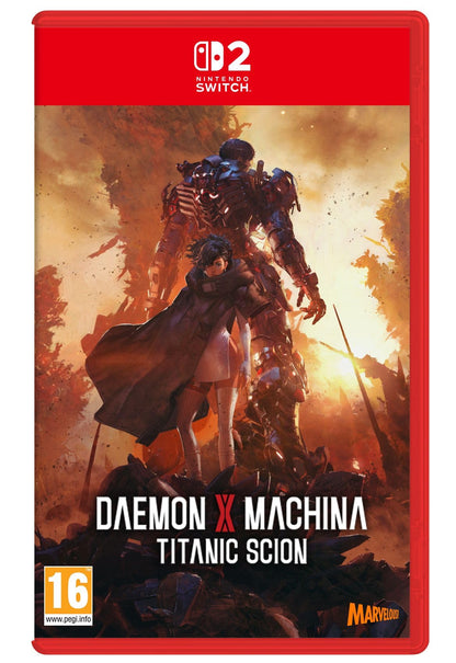 Daemon X Machina Titanic Scion Switch game cartridge with artwork, showcasing sci-fi robot design from Marvelous Europe.
