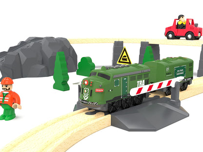 Train Toy Remote Control Locomotive, Motorized Train Set for Wooden Track, Electric Trains with Sound & Lighting Effects Compatible with Thomas, Brio, Chuggington