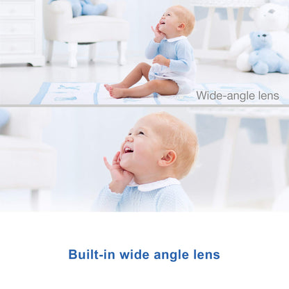 VTech VM901 Wi-Fi baby monitor with 5-inch display, HD camera, night vision, pan tilt zoom, and 2-way talk in a nursery setting.