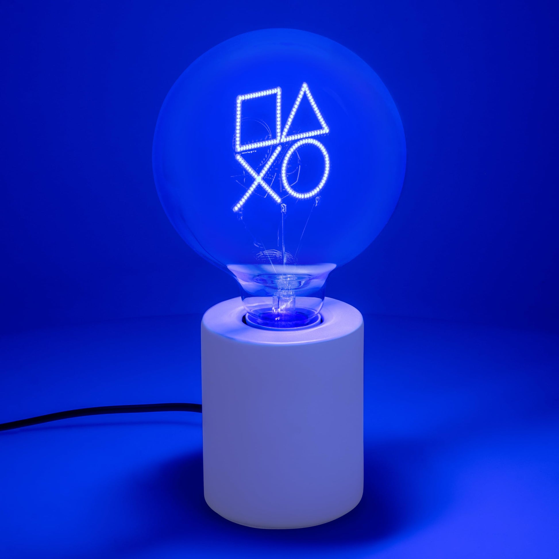 Paladone PlayStation icons decorative LED neon bulb lamp with E27 glass lightbulb, ideal for gaming rooms and bedroom decor.
