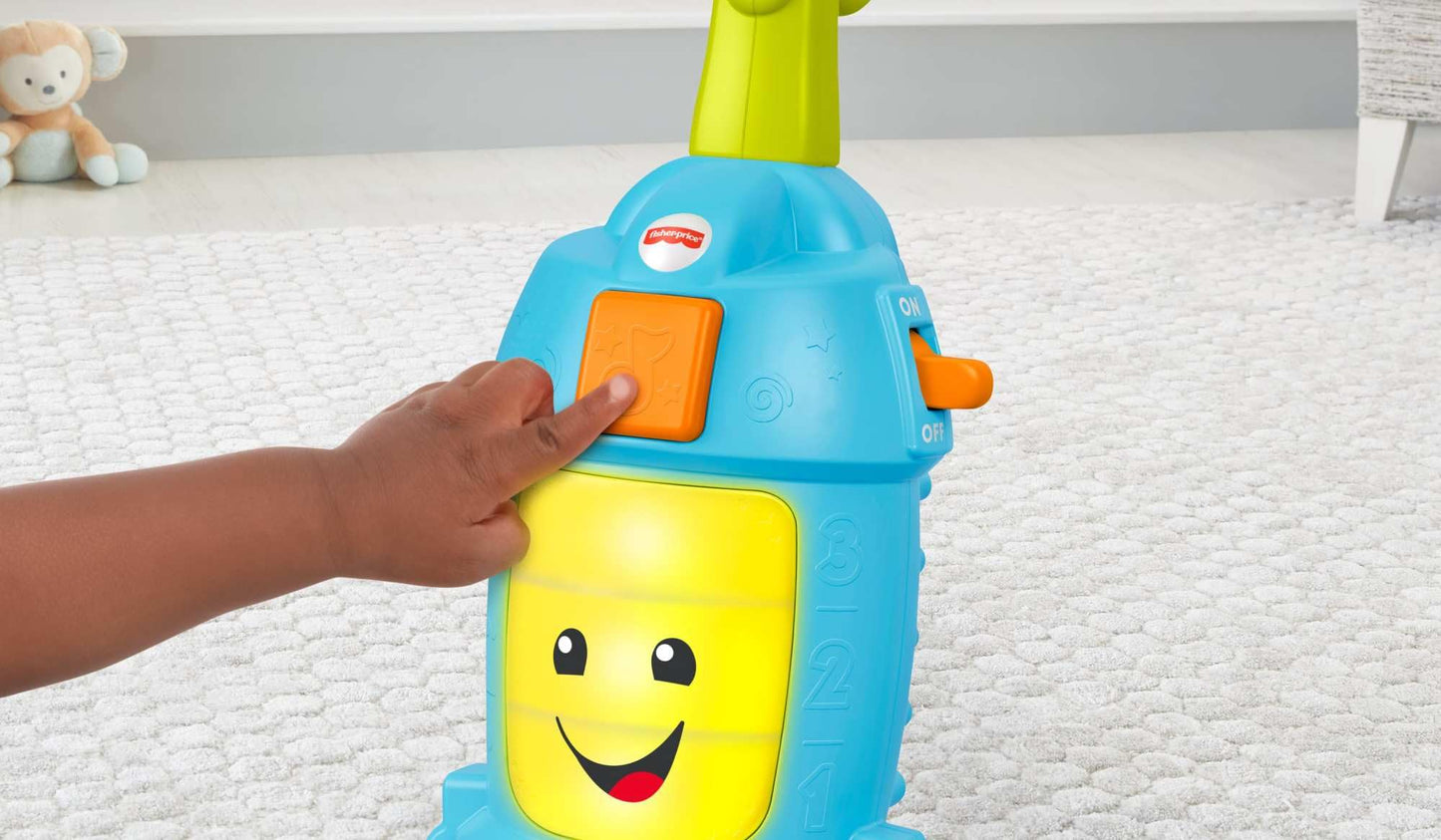 Fisher-Price Toddler Toy Laugh & Learn Light-Up Learning Vacuum Musical Push Along for Pretend Play Infants Ages 1+ Years, FNR97