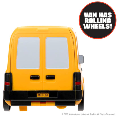 Super Mario Bros Movie Van playset by Jakks Pacific featuring a transforming vehicle, Mario figure, warp pipe, and movie scene details.