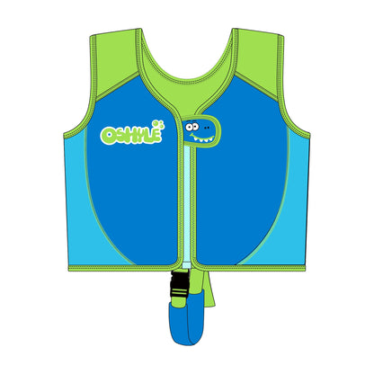 OSHYLE swim vest for toddlers featuring floaties, safety strap, and buoyancy aid in vibrant colors for water safety.