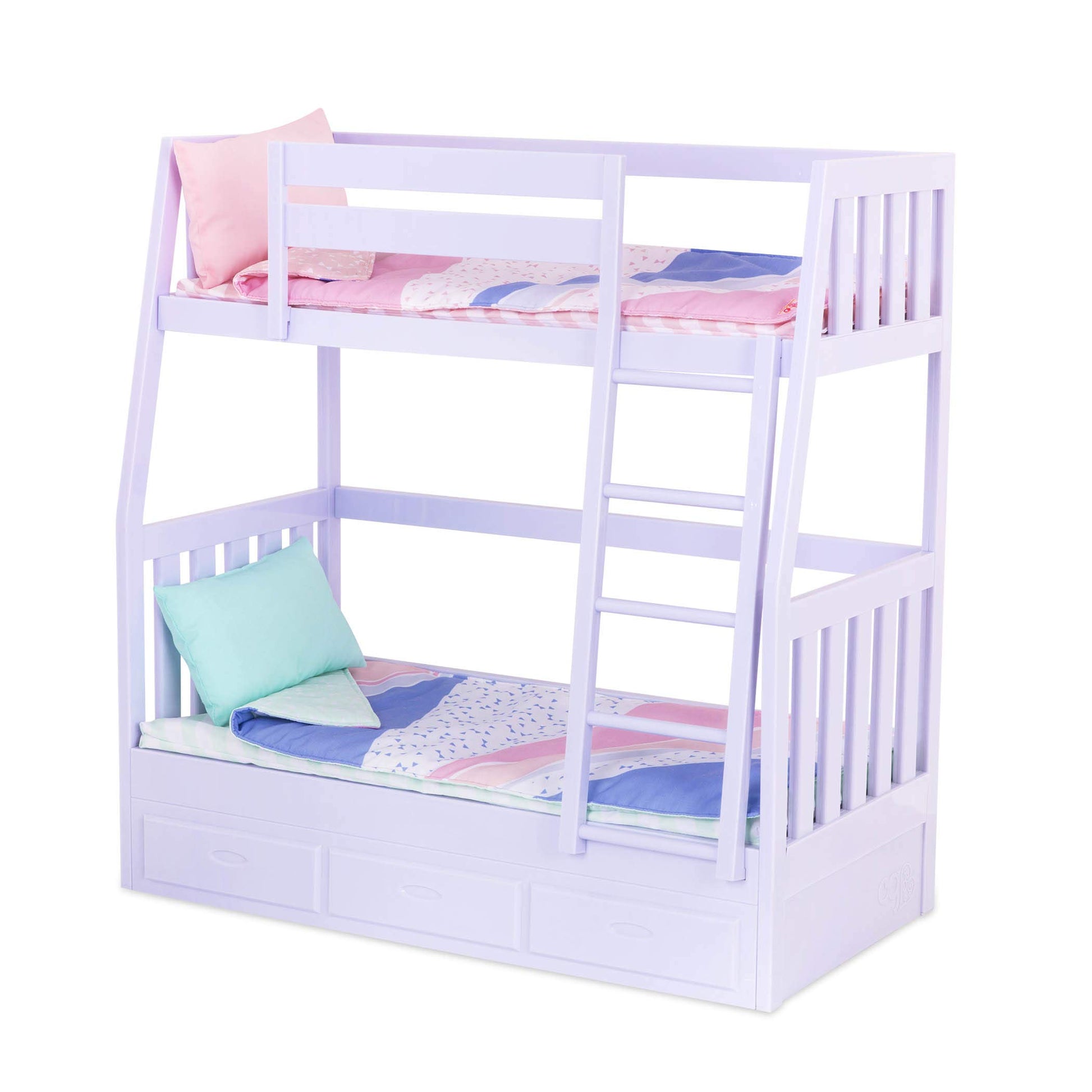 Lilac Our Generation Dream Bunks toy bunk bed set for 18-inch girl dolls, designed for kids ages 3 and up.