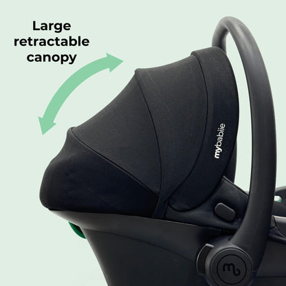 My Babiie MBCS02 SE i-Size Baby Car Seat - 40-87cm (Birth to 15 Months Approx.), R129, Group 0+, Lightweight Infant Carrier, Large Canopy, Newborn Insert, Adjustable Headrest - Black SE