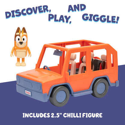 Bluey Heeler Family Road Trip 4WD Vehicle, Includes Articulated Chilli Figure, With Open Roof To Easily Fit 4 Figures Inside, Ideal for all 2.5 Inch Figures (Sold Separately)