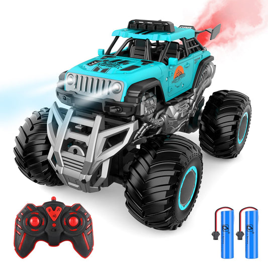 iBlivers Remote Control Monster Truck, 2.4GHz All Terrain RC Cars, Remote Control Monster Car with 2 Batteries, Spray RC Truck for Boys 4-7 8-12 and Girls