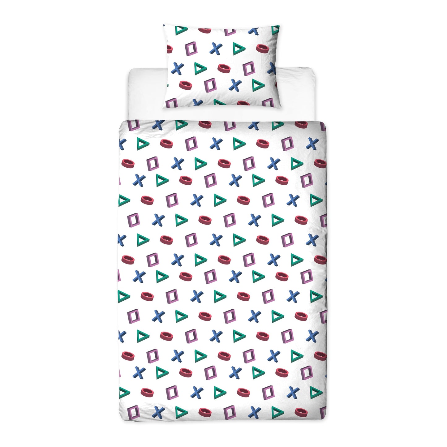 Character World PlayStation Official Single Duvet Cover Set, Abstract Design | Reversible 2 Sided Bedding Cover Official Merchandise Including Matching Pillow Case | Gaming Single Bed Quilt