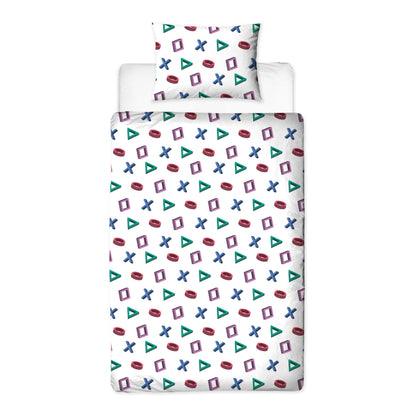 Character World PlayStation Official Single Duvet Cover Set, Abstract Design | Reversible 2 Sided Bedding Cover Official Merchandise Including Matching Pillow Case | Gaming Single Bed Quilt