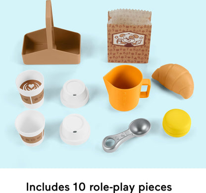 Fisher-Price Toddler Toy Laugh & Learn Coffee Café Musical Playset with Educational Songs & 10 Pretend Play Pieces for Kids Ages 18+ Months, HTW96