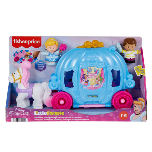 Fisher-Price Little People Toddler Toy Disney Princess Cinderella’s Dancing Carriage Playset with Figures for Pretend Play Ages 18+ Months, HGP76