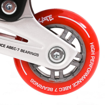 M.Y X-Skate Adjustable Red Inline Roller Skates with Built In Adjusters Kids Roller Boots for Boys & Girls - Medium