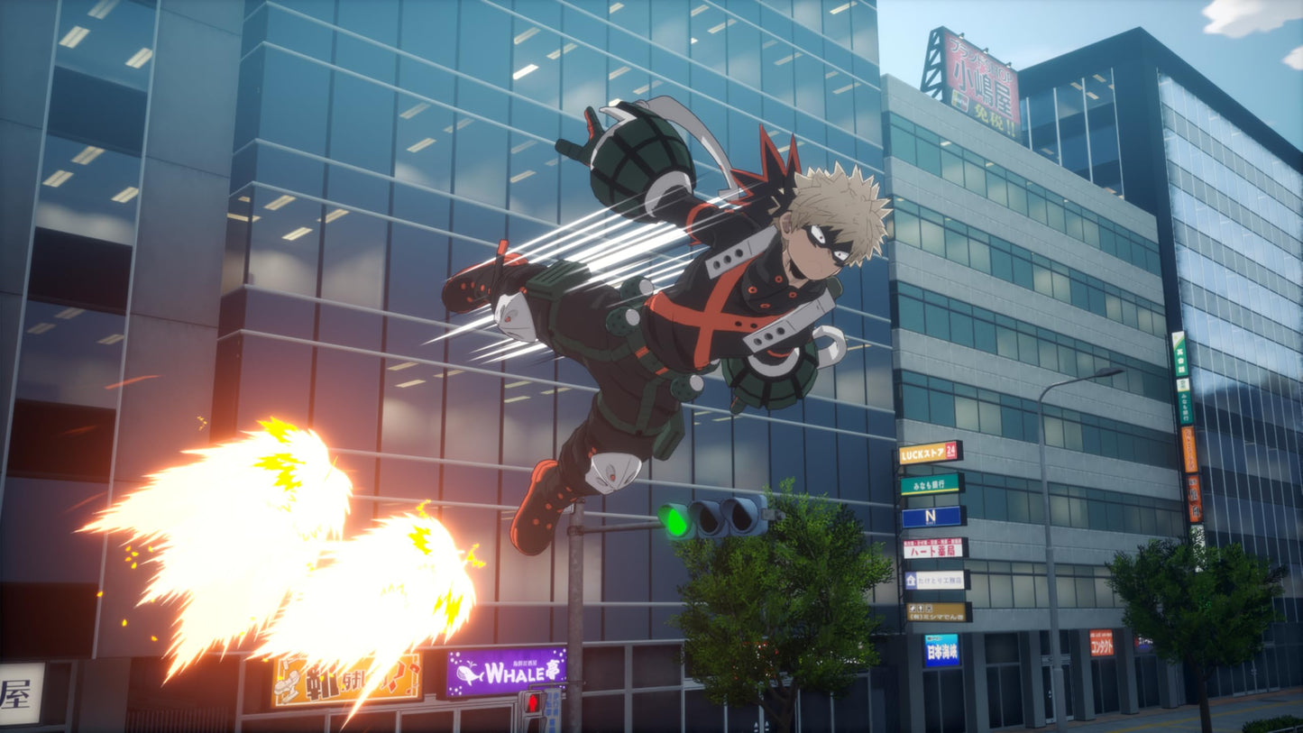 Bandai Namco My Hero Academia: All’s Justice PlayStation 5 game cover art featuring characters from the anime series.