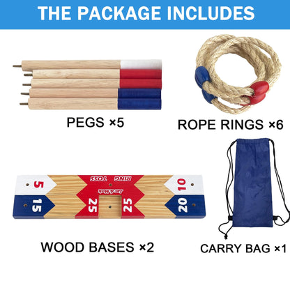 wooden Ring Toss Games, Premium Quoits Garden Game Set, Throwing Tossing Game (Modern)