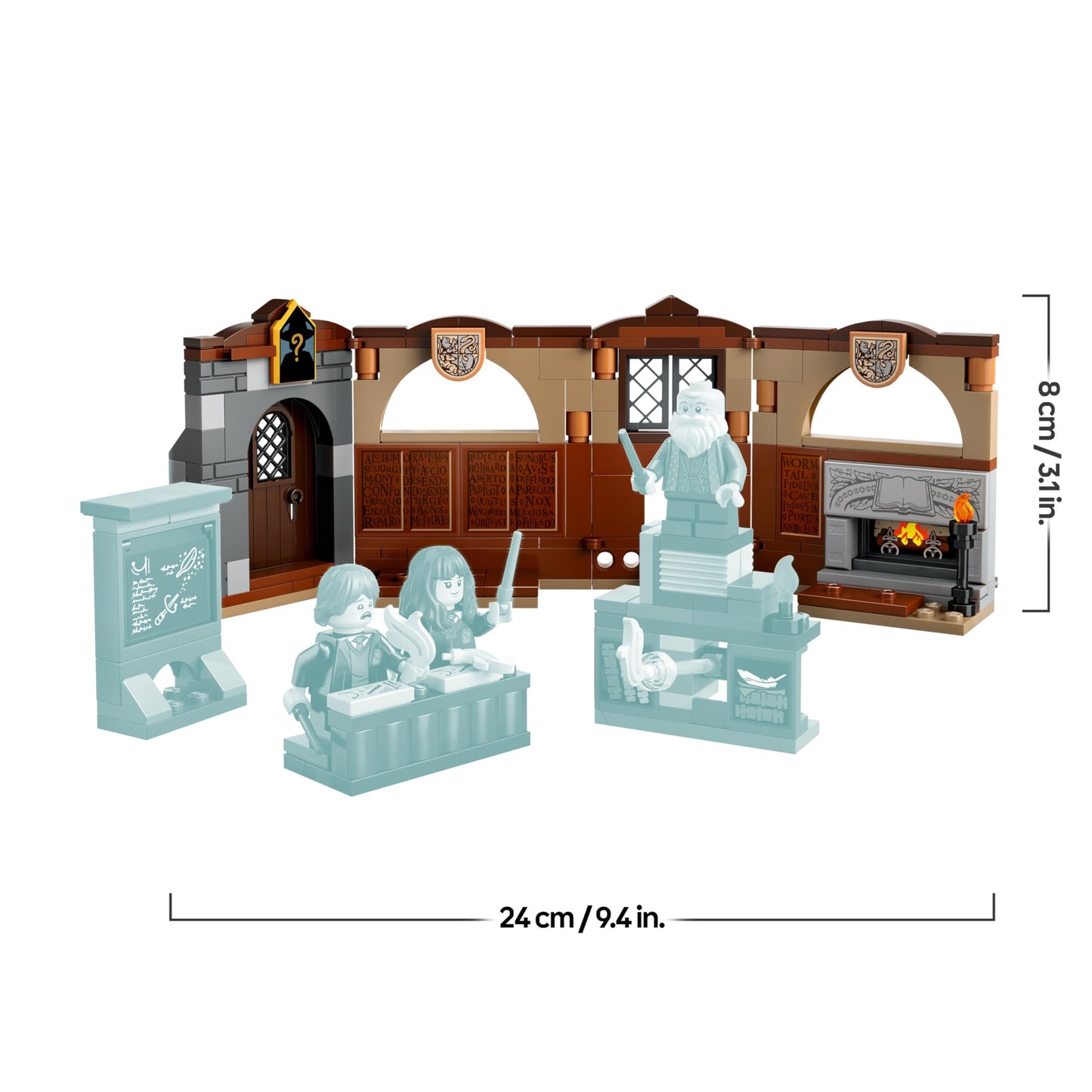 LEGO Harry Potter Hogwarts Castle Charms Class set with Hermione Granger, Ron Weasley, and levitation function.
