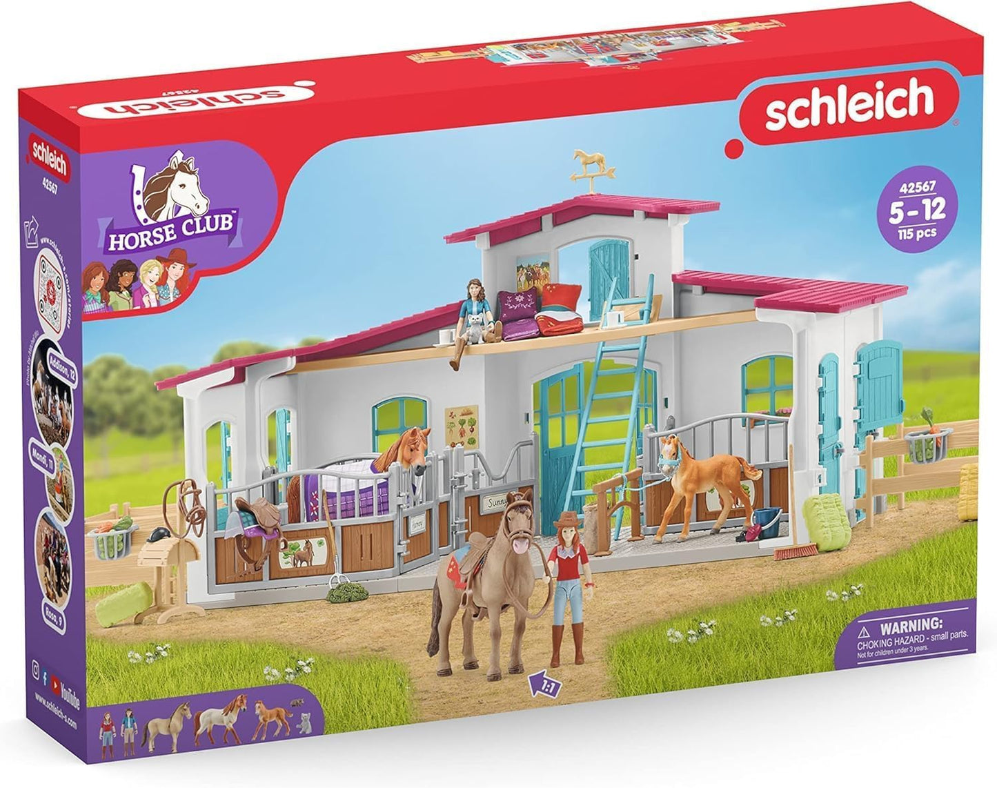 SCHLEICH Horse Club - 115 PC Lakeside Riding Center Horse Toy Playset with Horses and Riders, Barn and Farm Figurine Accessories - Farm Toys for Girls and Boys - Realistic Kids Toys Ages 5+ | 42567